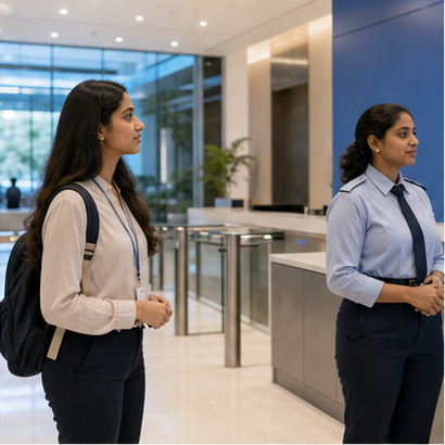 College student on a supervised security internship