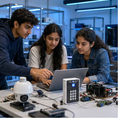 Students building a surveillance technology project