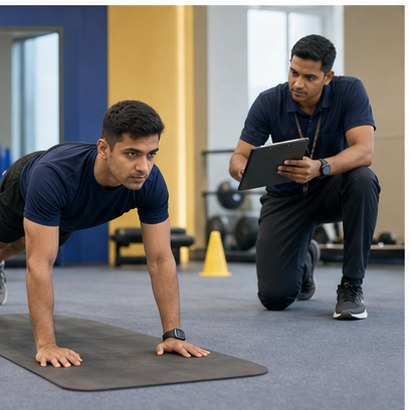 Candidate completing a job-relevant fitness check