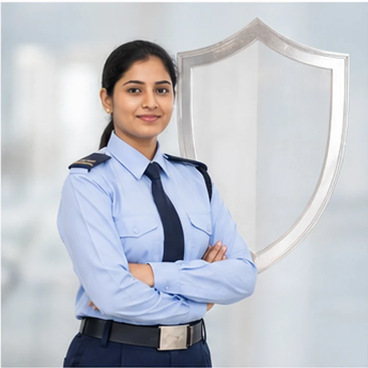 Professional security officer and shield representing the Discipline Award