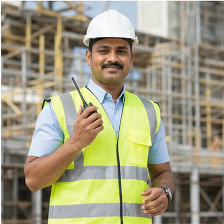 Safety professional with hard hat and shield representing the Safety Champion Award