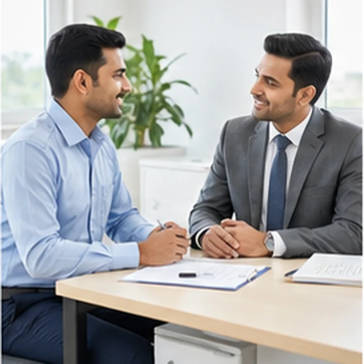 Professionals beside a rising chart representing career progression and increment review